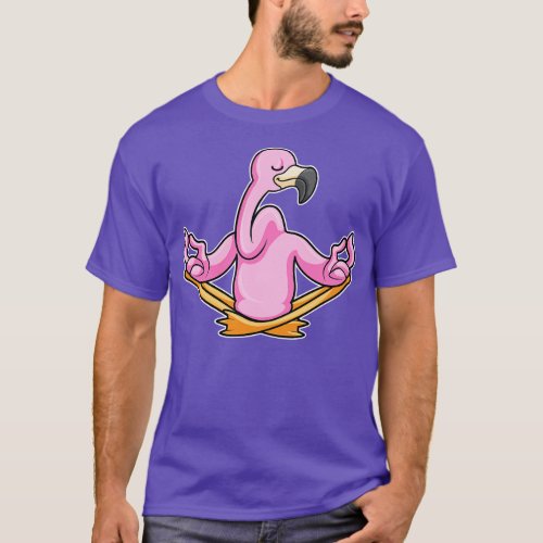 Flamingo at Yoga in Crosslegged T_Shirt