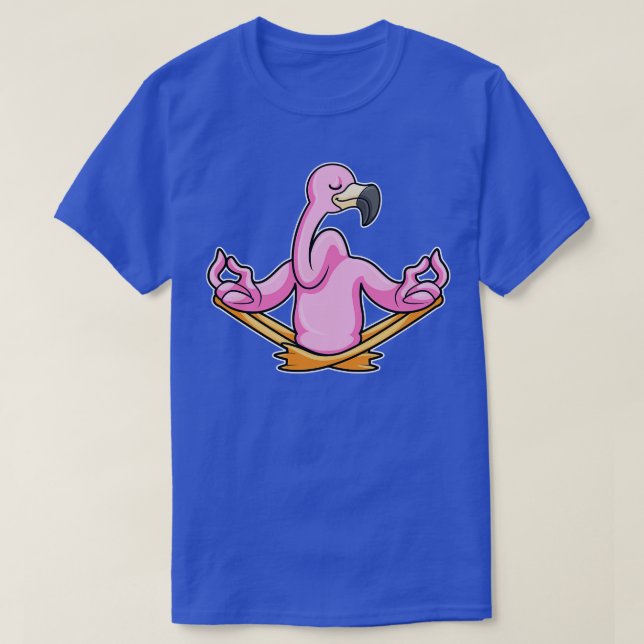 Flamingo at Yoga in Crosslegged T-Shirt (Design Front)