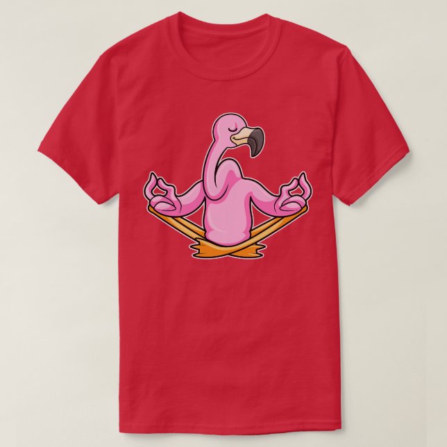 Flamingo at Yoga in Crosslegged T-Shirt (Design Front)