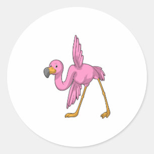 Flamingo at Yoga Stretching exercise Classic Round Sticker