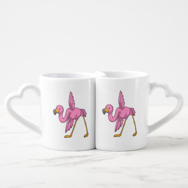 Flamingo at Yoga Stretching exercise Coffee Mug Set (Front Nesting)