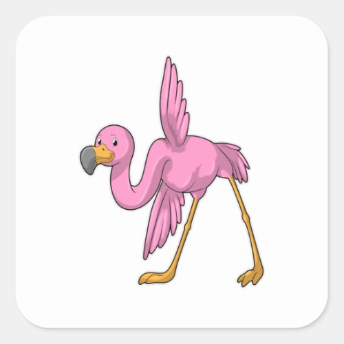Flamingo at Yoga Stretching exercise Square Sticker