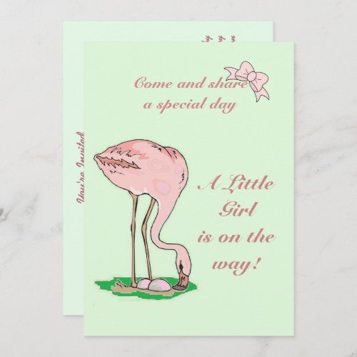 Flamingo Baby Girl Invitation