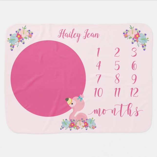 Flamingo Baby Milestone Blanket (Horizontal)