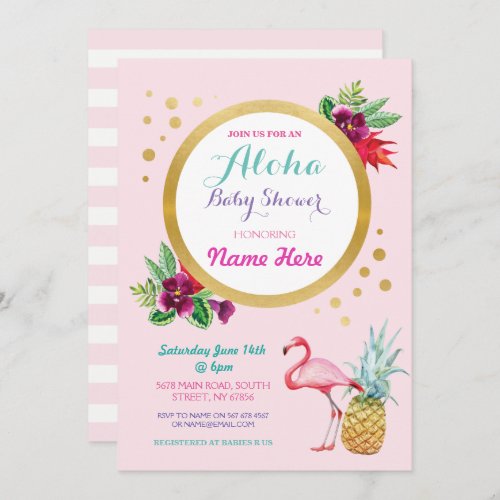 Flamingo Baby Shower Aloha Tropical Invite