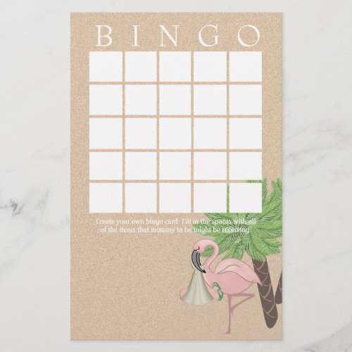 Flamingo Baby Shower Bingo Card