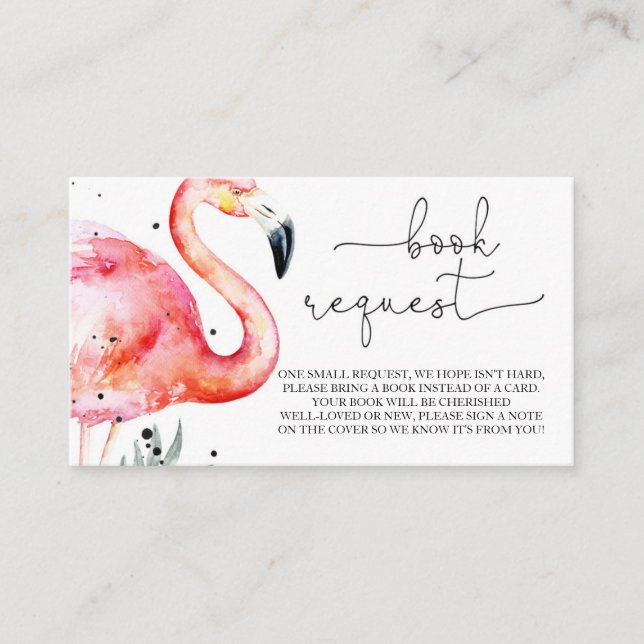Flamingo Baby Shower Book Request Enclosure Card (Front)
