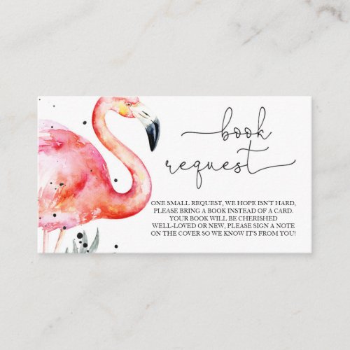 Flamingo Baby Shower Book Request Enclosure Card