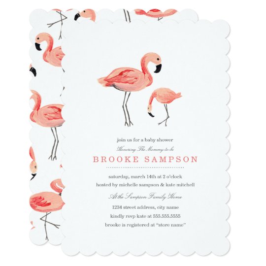 flamingo baby shower card | zazzle flamingo baby shower card | zazzle, Baby shower invitations