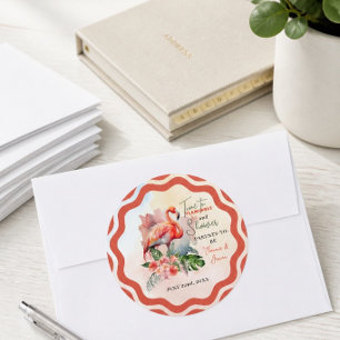 Flamingo Baby Shower Classic Round Sticker