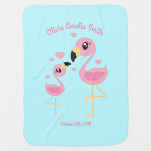 Flamingo Baby Shower Cute Tropical Baby Blanket