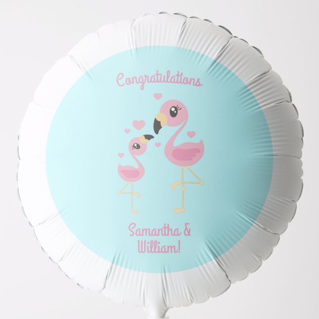 Flamingo Baby Shower Cute Tropical Balloon (Front)