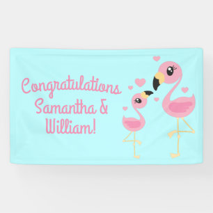 Flamingo Baby Shower Cute Tropical Banner