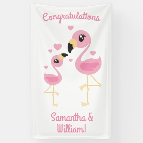Flamingo Baby Shower Cute Tropical Banner
