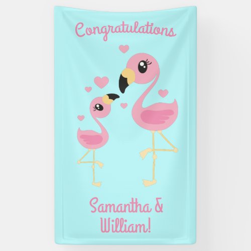 Flamingo Baby Shower Cute Tropical Banner