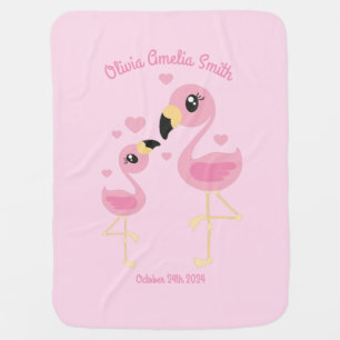 Flamingo Baby Shower Cute Tropical Blanket