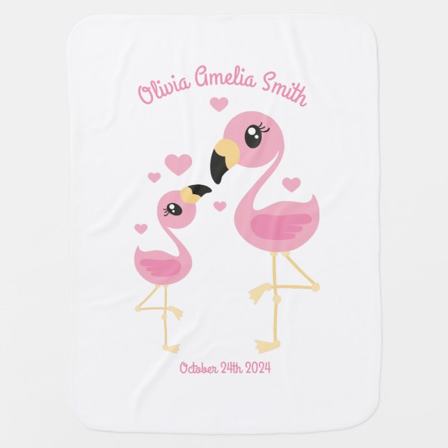 Flamingo Baby Shower Cute Tropical Blanket (Front)