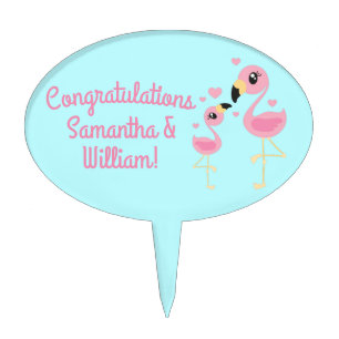 Flamingo Baby Shower Cute Tropical Cake Topper