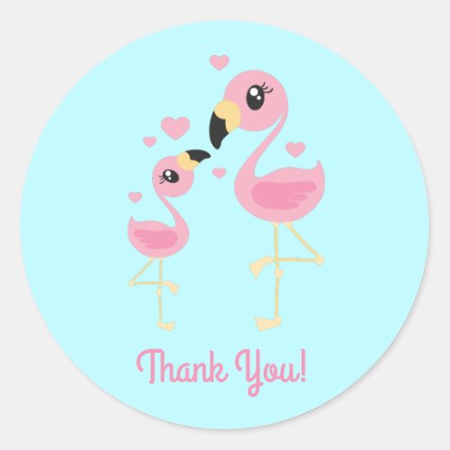 Flamingo Baby Shower Cute Tropical Classic Round Sticker