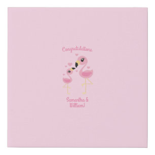 Flamingo Baby Shower Cute Tropical Faux Canvas Print