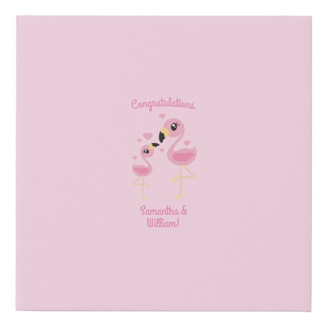 Flamingo Baby Shower Cute Tropical Faux Canvas Print (Front)