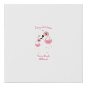 Flamingo Baby Shower Cute Tropical Faux Canvas Print
