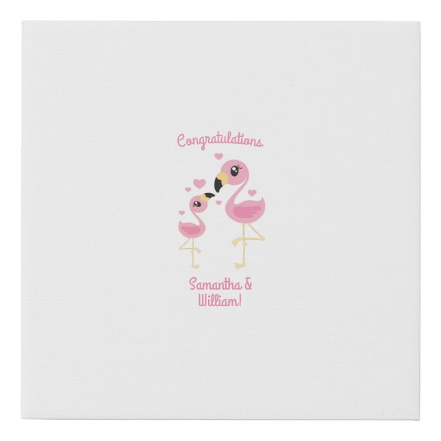 Flamingo Baby Shower Cute Tropical Faux Canvas Print (Front)