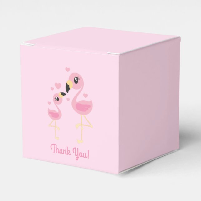 Flamingo Baby Shower Cute Tropical Favor Boxes (Front Side)