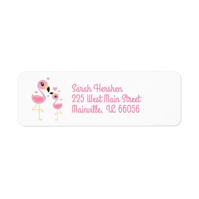 Flamingo Baby Shower Cute Tropical Label (Front)