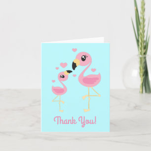 Flamingo Baby Shower Cute Tropical Letterpress Thank You Card