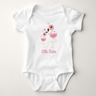 Flamingo Baby Shower Cute Tropical Little Sister Baby Bodysuit