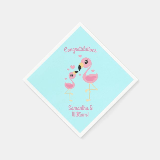 Flamingo Baby Shower Cute Tropical Napkins (Corner)