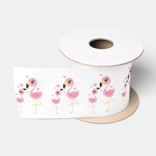 Flamingo Baby Shower Cute Tropical Satin Ribbon