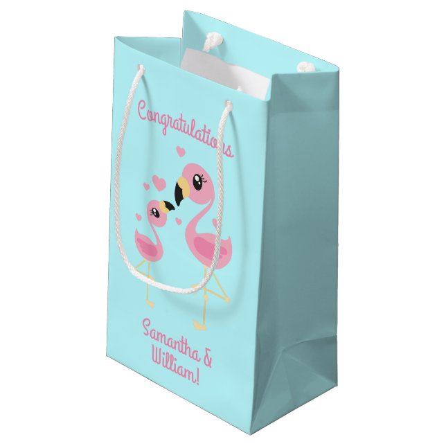 Flamingo Baby Shower Cute Tropical Small Gift Bag (Back Angled)