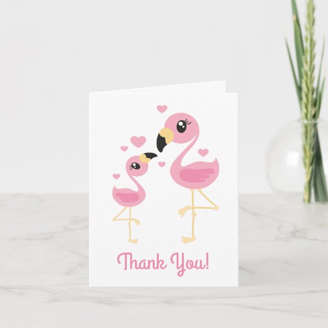 Flamingo Baby Shower Cute Tropical Thank You Card (Front)