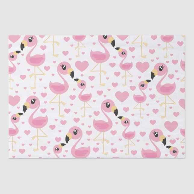 Flamingo Baby Shower Cute Tropical Tissue Paper (Front)