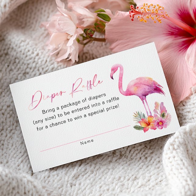 Flamingo Baby Shower Diaper Raffle Card (Diaper Raffle Card)