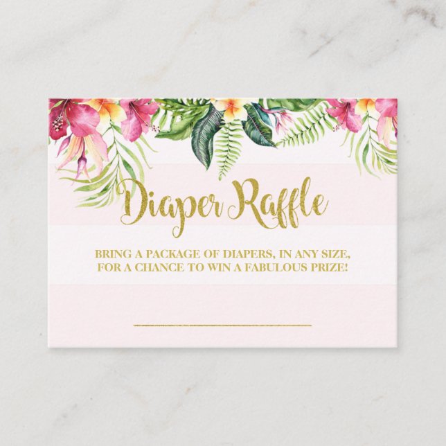 Flamingo baby shower diaper raffle insert card (Front)