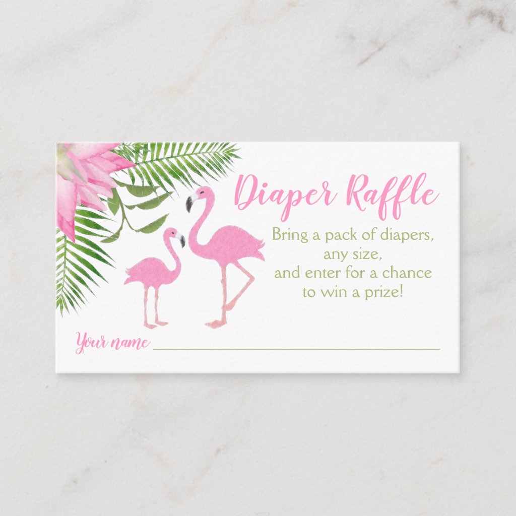 Flamingo Baby Shower Diaper Raffle Ticket Enclosure Card
