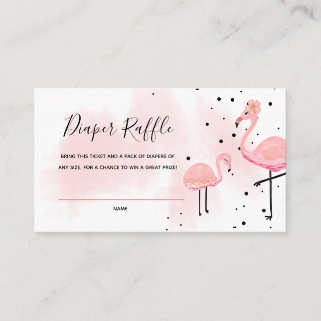 Flamingo Baby Shower Diaper Raffle Ticket Enclosure Card (Front)
