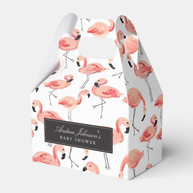 Flamingo Baby Shower Favor Boxes (Front Side)