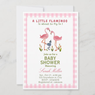 Flamingo baby shower invitation