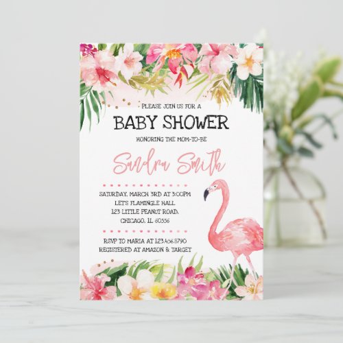 Flamingo Baby Shower Invitation