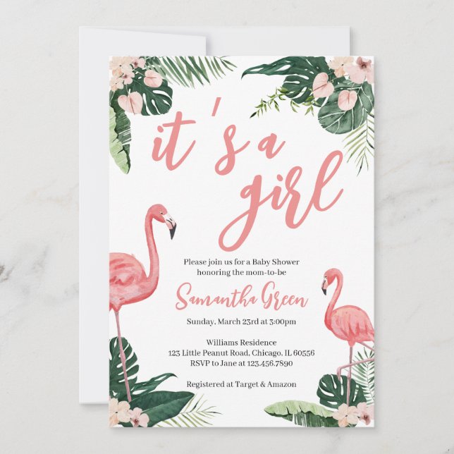 Flamingo Baby Shower Invitation (Front)