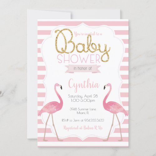 Flamingo Baby Shower Invitation