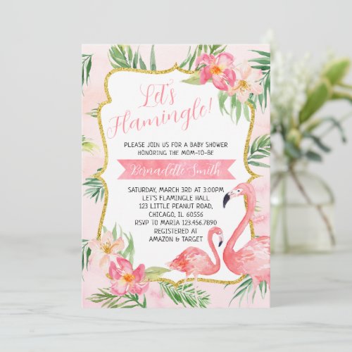 Flamingo Baby Shower Invitation