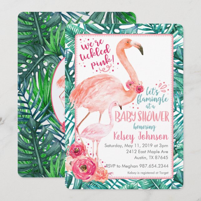 Flamingo Baby Shower Invitation (Front/Back)