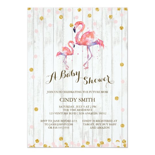 flamingo baby shower invitation