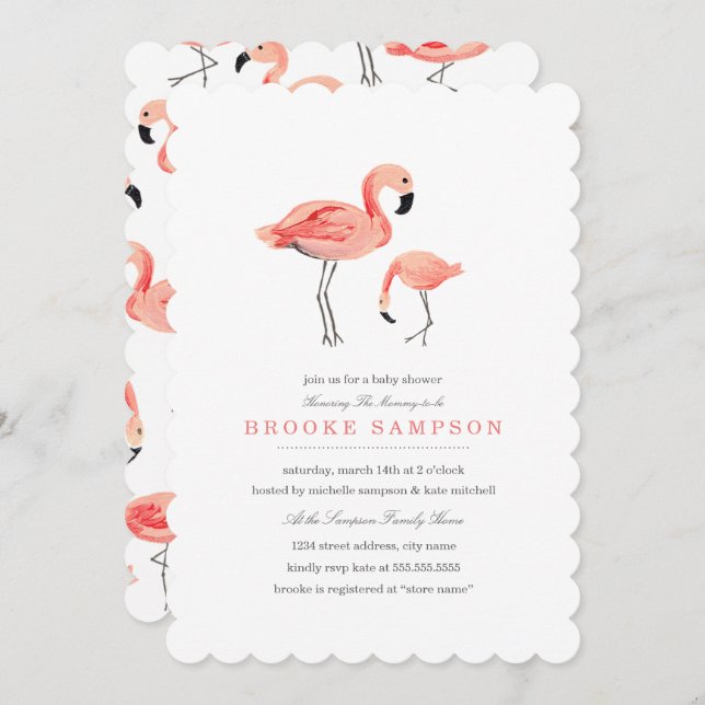 Flamingo Baby Shower Invitation (Front/Back)