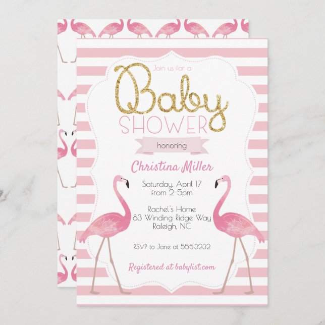 Flamingo Baby Shower Invitation (Front/Back)